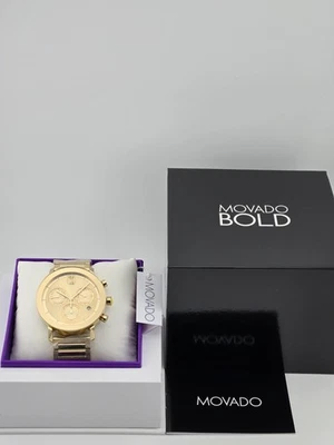 $995 MSRP | Movado Bold Men's Light Gold Dial Stainless Steel Watch - 3600811 - Image 1 of 4