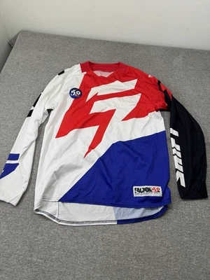 Мужская футболка Shift Racing Faction Slate для взрослых большая красно-бело-синяя - Изображение 1 из 4