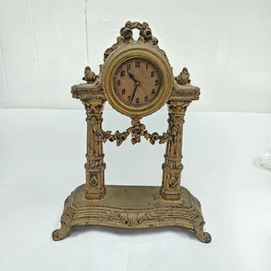 Antique Depose France Guilt Art Noveau Mantle Clock Ornate Oreevrerie Dilecta - Picture 1 of 13