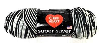 Red Heart Super Saver Yarn ~ #932 ZEBRA ~ Black & White~ 5 oz 141g Acrylic - Image 1 of 4