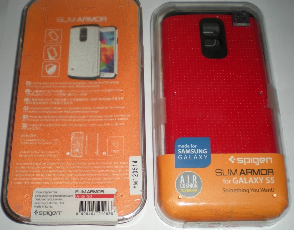 Spigen SLIM ARMOR Dual Layer Hybrid case for Samsung Galaxy S5, Red & Black - Image 1 of 1