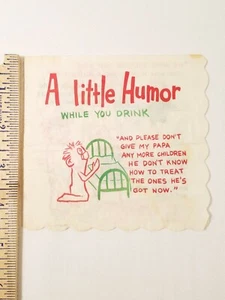 Vintage Papier Cocktail Bar Serviette - 1966 Wisconsin Tissue Co - ein wenig Humor - Bild 1 von 6