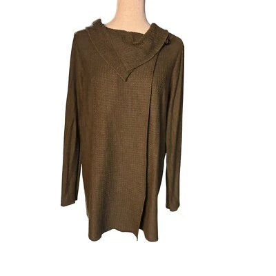 Soft Surroundings 尺寸 Miranda Wrap Waffle Weave LS 绿色上衣毛衣 — 第 1/4 张图片