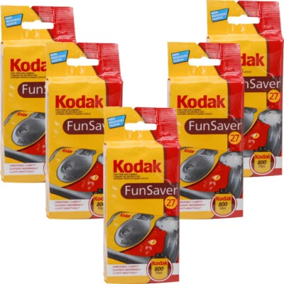 5 Pcs Kodak Funsaver Single Use Disposable 35mm Film Camera with Flash, 27 Exp. - Image 1 of 4