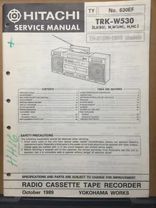 Manual de servicio original para la reparación de cajas boom de radio Hitachi TRK-W530 FABRICANTE DE EQUIPOS ORIGINALES - Imagen 1 de 2