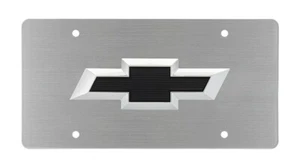 Chevrolet 3D Black Bowtie Logo Chrome Metal License Plate - Picture 1 of 7