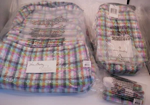 Vera Bradley GINGHAM PLAID Essential Large BACKPACK Lunch Bunch ZIP ID & LANYARD - Picture 1 of 5