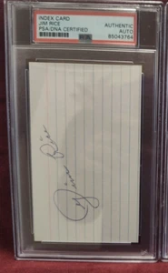 JIM RICE HAND SIGNED INDEX CARD HOF 2009 8X ALL STAR 1X MVP AUTO PSA SLABBED - Picture 1 of 1