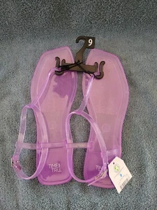 Time And Tru Jelly Damen-Flip-Flop-Schuhe Riemen Größe 9 lavendelfarben Strandsandalen - Bild 1 von 5
