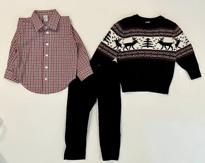 Class Club Boys 2T 3 piezas Fair Isle Suéter Conjunto con Pantalones de Pana Camisa a Cuadros Foto 1 de 4