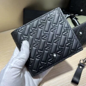 New MontBlanc MB128638 Wallet Soft Grain Black Color Leather Billfold Money Clip - Picture 1 of 8