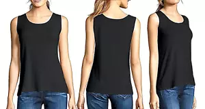SMALL ✨ Hanes Women's 100% Cotton Mini-Ribbed Tank Top BLACK Tagless Comfort - Picture 1 of 5