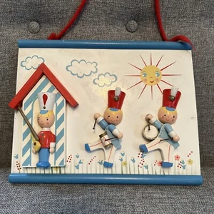 Vintage Irmi Wooden Toy Soldiers Wooden Nursery Wall Hanging Marching Band - Picture 1 of 5