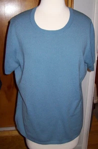 Maglione donna manica corta Lands End - taglia XL 18-20 - blu ardesia girocollo - Foto 1 di 4