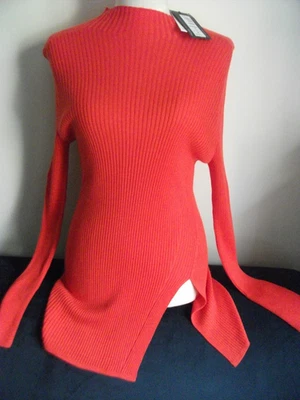 LADIES RED JUMPER SIZE 16 M & S  AUTOGRAPH RIBBED TENCEL & WOOL RRP £49.50 - Image 1 of 4