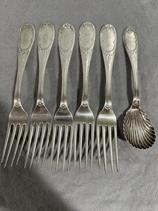 A H Dewitt Southern Münze Silber Gabeln Zuckerlöffel Set Georgia 1860 - Bild 1 von 12