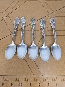Lot 5 William Rogers 1908 Antique Carnation Pattern Teaspoon Silverplated GUC - Picture 1 of 11