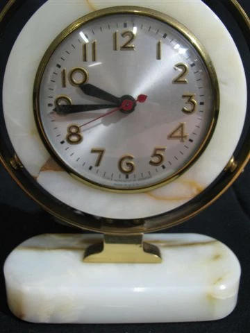 Vintage Sessions Onyx and Brass Round Electric Clock Cover