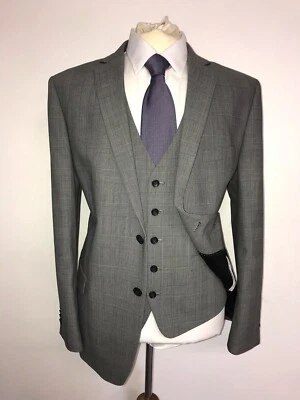 DANIEL HECHTER - TRAJE DE LANA GRIS 3 piezas para hombre - 44 Reg - W38 L31.5 - USADO UNA VEZ Foto 1 de 4