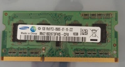 Samsung 1GB 1Rx8 PC3-8500S M471B2873FHS-CF8 RAM Laptop Memory SODIMM Chip - Image 1 of 4