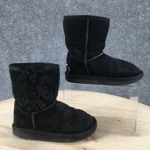 Koolaburra UGG Boots Kids 10 Girls Victoria Short Shearling Winter 1090330 Black - Picture 1 of 19
