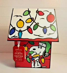 Hallmark Peanuts Snoopy Holiday Christmas Cards Box 16 Cards in Doghouse Box - Picture 1 of 20
