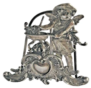 Antique Sterling silver cherub menu holder continental C1900 - Picture 1 of 7