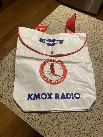 Vintage St Louis Cardinals SGA KMOX Radio-Chevrolet Vinyl Snap Backpack EUC Cover