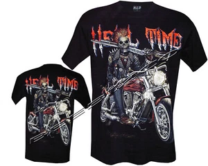 Grim Reaper Punk T Shirt Biker Glow In Dark Tattoo Goth Skull Motorbike M - 3XL - Picture 1 of 4