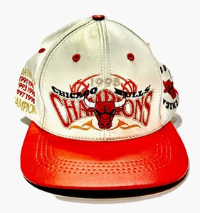Vintage Hat Cap Chicago Bulls 1998 NBA Championship White Red Leather Snapback - Picture 1 of 5