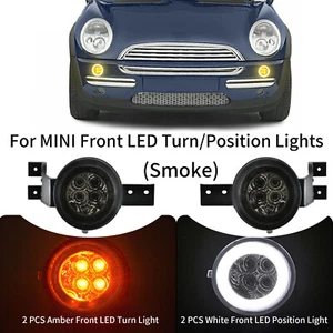 For Mini Cooper R50 R52 R53 Smoke LED Halo Ring Corner Lamps Turn Signal Lights - Picture 1 of 8
