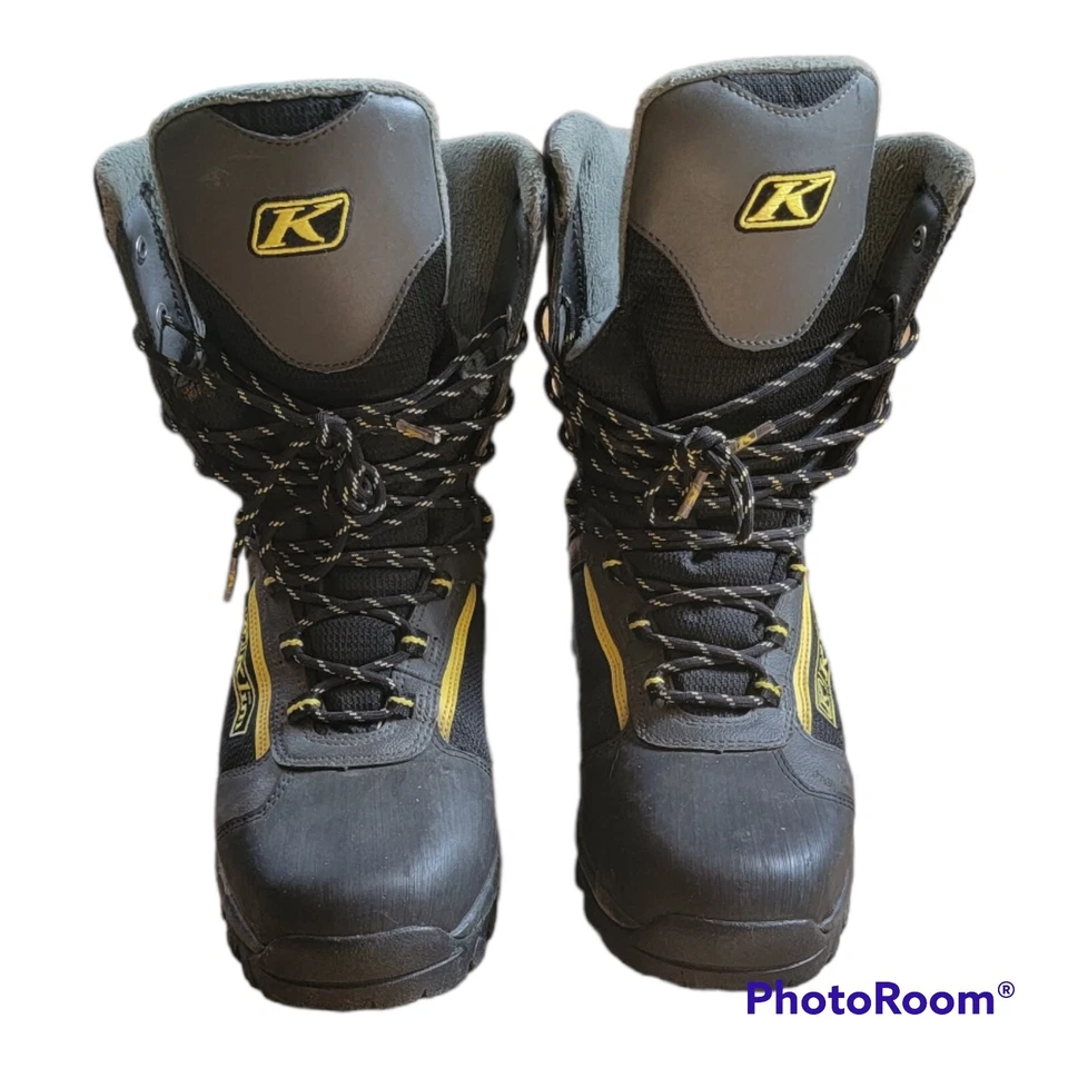 Botas de montar Klim Adrenaline Style negras amarillas Gore-Tex moto de nieve para hombre talla 6 Foto 1 de 4
