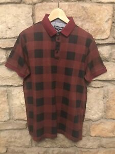 SHORT SLEEVE BUTTON T-SHIRT SIZE MEDIUM RED BLACK CHECK TWISTED SOUL