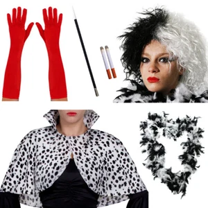 DONNA CANE MALVAGIO LADY SET HALLOWEEN FILM DALMATA VILLAIN VESTITO ELEGANTE - Foto 1 di 9