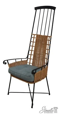 67257: Silla con respaldo alto de hierro y mimbre de diseño moderno Foto 1 de 4