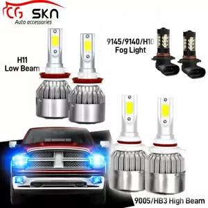 8000K LED Bulb Headlights 9005 H11 Fog Light 9145 for Dodge Ram 1500 2010-2012 - Picture 1 of 9