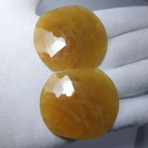 100% Natural Beryl 44x49 MM Fancy Shape Slice Faceted Cut Matching Set 2 Ps. Lot - Picture 1 of 6