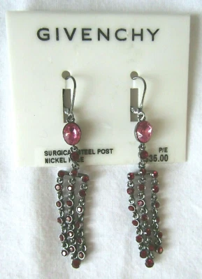 Nuevos Pendientes Givenchy Frambuesa Beso Cristal Gota Araña Palanca  Foto 1 de 2