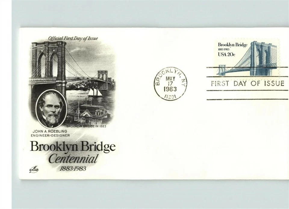 BROOKLYN BRIDGE Centennial, 1983 First Day of Issue, pic John Roebling, Engineer - Image 1 of 1