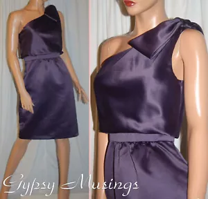 CYNTHIA ROWLEY Concord Purple One Shoulder Satin Party Short Bridesmaid Dress~2 - Picture 1 of 9