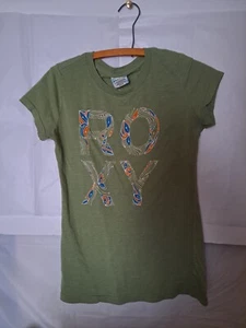 Y2K Roxy Paradise The Heart Of Surfing T-Shirt Olive Green Vintage Medium-sized  - Picture 1 of 8