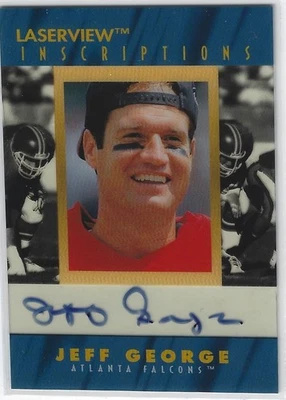 JEFF GEORGE ATLANTA FALCONS ILLINOIS ILLINI PINNACLE LASERVIEW AUTOGRAPH CARD - Image 1 of 2