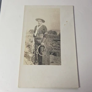 Early 1900s American Cowboy RPPC Real Photo Postcard Military? - Picture 1 of 4