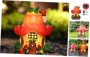 Fairy House Strawberry-Solar Garden Statues-Outdoor Decor - Fairy Garden - Picture 1 of 7