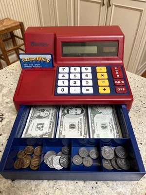 Learning Resources Pretend & Play Calculator Cash Register W/Coins, Bills, CC  - Image 1 of 4