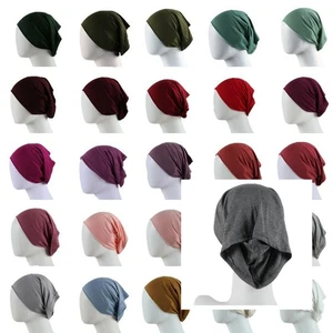 Muslimische Hijab Mützen Solide Unterschal Damen Modal Baumwolle Hijab Muslim Turbane Mütze - Bild 1 von 62