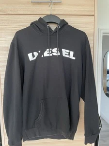Men’s Diesel Hoodie Black Size M Diesel Logo Print - Picture 1 of 6