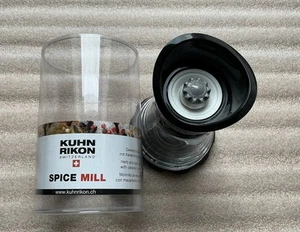 Molinillo de especias Kuhn Rikon pimienta sal molino hierbas recipiente de vidrio negro NUEVO - Imagen 1 de 9