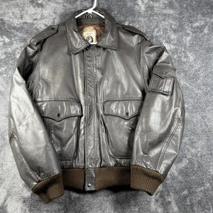 Chaqueta de vuelo de cuero vintage American Express para hombre talla 46 marrón bombardero - Imagen 1 de 10