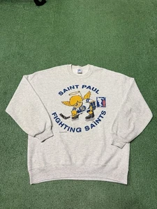 Vintage 90s Saint Paul Fighting Saints AHA Sweatshirt Size XL (Large) Grey MARKS - Bild 1 von 12